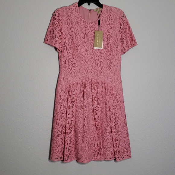 Burberry Christy Pink Lace Fit & Flare Dress 8